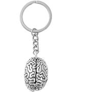 Cldaisy Llavero anatómico de plata para el cerebro, colgante de órgano cerebral 3D, neurólogo para llaves para médicos, mujeres, hombres, moda femenina, llavero de coche