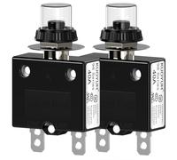 CLDIY Disyuntor térmico 98 Serie 40 A 125/250 VAC botón reinicio para interruptor de circuito con terminales de conexión rápida y cubierta impermeable 32 VDC, 2 unidades