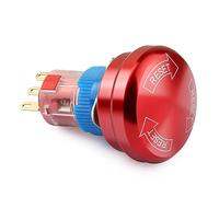 CLDIY Metal Emergency Stop Button Switch 16mm 5A/5-250VAC 3Pin Power Off Round Self-locking Waterproof Mushroom Head Switch One Open and One Closed Red 1PCS