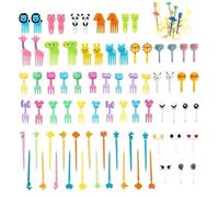 CLDURHGE 90 Piezas Surtidas Ojos de Dibujos Animados Tenedor de Frutas Niños Comida Pastel Selecciones Reutilizable Palillo de Dientes Decoración Tenedor Decoración Comida Selecciones para Postre