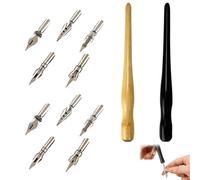 CLDURHGE Bolígrafos de caligrafía artística para dibujo y escritura con 2 portalápices y 10 puntas de repuesto en diferentes grosores, estilo clásico para bocetos, cómic y lettering