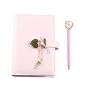 CLDURHGE Diario con Cerradura y Llave en Forma de Corazón, Rosa A6 Cuaderno Secreto, diario secreto para niña, set de regalo, cuaderno con candado de corazón, 1 unidad, 190x120mm, color rosa