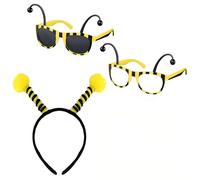 CLDURHGE Disfraz de Abeja Adulto Accesorio Divertido Carnaval Halloween Fiesta - Gafas Abeja con Antenas + Diadema Unisex 20cm x 20cm Amarillo Negro para Fiestas temáticas y Disfraces