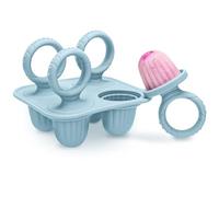 CLDY 4 moldes de silicona para helados de bebé, incluye 6 palillos, sin BPA, aptos para alimentos, fáciles de limpiar, ideales para puré de frutas y leche materna (azul)
