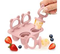CLDY 4 moldes para helados de bebé, de silicona, para niños, incluye 4 palillos, sin BPA, aptos para alimentos, fáciles de limpiar, ideal para puré de frutas y leche materna (rosa)
