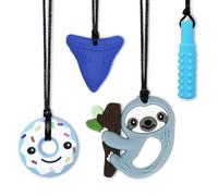 CLDY 4 Piezas mordedores niños autistas, El colgante de silicona para masticar no contiene BPA., Los collares mordedores son adecuados para niños con TDAH, dentición, autismo y necesidades oclusales