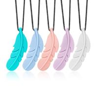 CLDY 5 collares sensoriales para masticar, juguetes masticables para autistas, TDAH, necesidades de mordedura, collar de silicona hecho de silicona de grado alimenticio, mordedor masticable para niños