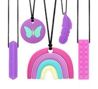 CLDY 5 Piezas mordedores niños autistas, El colgante de silicona para masticar no contiene BPA., Los collares mordedores son adecuados para niños con TDAH, dentición, autismo y necesidades oclusales