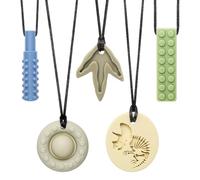 CLDY 5 Piezas mordedores niños autistas, El colgante de silicona para masticar no contiene BPA., Los collares mordedores son adecuados para niños con TDAH, dentición, autismo y necesidades oclusales