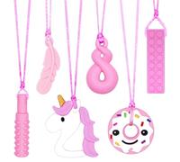 CLDY 6 collares sensoriales para masticar, juguetes masticables para autistas, TDAH, necesidades de mordedura, collar de silicona hecho de silicona de grado alimenticio, mordedor masticable de motor