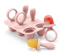 CLDY 6 moldes para helados de bebé, de silicona, para niños, incluye 6 palillos, sin BPA, aptos para alimentos, fáciles de limpiar, ideales para puré de frutas y leche materna (rosa)