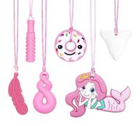 CLDY 6 Piezas mordedores niños autistas, El colgante de silicona para masticar no contiene BPA., Los collares mordedores son adecuados para niños con TDAH, dentición, autismo y necesidades oclusales