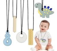 CLDY Collar sensorial masticable para autismo y TDAH, paquete de 5 juguetes masticables de silicona de grado alimenticio para niños, mordedor motor oral sin BPA para niños y niñas, seguro para las