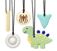 CLDY Collar sensorial masticable para autismo y TDAH, paquete de 5 juguetes masticables de silicona de grado alimenticio para niños, mordedor motor oral sin BPA para niños y niñas, seguro para las