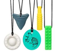 CLDY Collar sensorial masticable para autismo y TDAH, paquete de 5 juguetes masticables de silicona de grado alimenticio para niños, mordedor motor oral sin BPA para niños y niñas, seguro para las