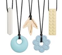 CLDY Collar sensorial masticable para autismo y TDAH, paquete de 5 juguetes masticables de silicona de grado alimenticio para niños, mordedor motor oral sin BPA para niños y niñas, seguro para las