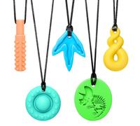 CLDY Collar sensorial masticable para autismo y TDAH, paquete de 5 juguetes masticables de silicona de grado alimenticio para niños, mordedor motor oral sin BPA para niños y niñas, seguro para las