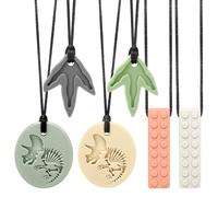CLDY Collar sensorial masticable para autismo y TDAH, paquete de 6 juguetes masticables de silicona de grado alimenticio para niños, mordedor motor oral sin BPA para niños y niñas, seguro para las