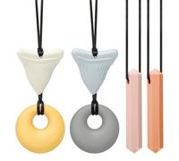 CLDY Collar sensorial masticable para autismo y TDAH, paquete de 6 juguetes masticables de silicona de grado alimenticio para niños, mordedor motor oral sin BPA para niños y niñas, seguro para las
