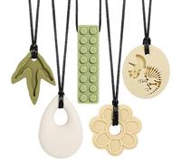 CLDY Collar sensorial masticable para autismo y TDAH, paquete de 6 juguetes masticables de silicona de grado alimenticio para niños, mordedor motor oral sin BPA para niños y niñas, seguro para las
