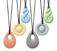 CLDY Collar sensorial masticable para autismo y TDAH, paquete de 6 juguetes masticables de silicona de grado alimenticio para niños, mordedor motor oral sin BPA para niños y niñas, seguro para las