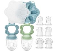 CLDY Comedero automático de frutas para bebés y mini congelador, combinación de bandeja, leche materna para bebé, helado de dentición sin BPA, 6 tetinas de silicona en 3 tamaños a partir de 4 meses +