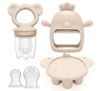 CLDY Comedero de frutas para bebés y mini bandeja para congelador, 4 meses en adelante, moldes para congelador de paletas de leche materna para alivio de enfriamiento del bebé, alimentador de silicona