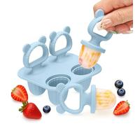 CLDY Mini moldes de silicona para polos de hielo y helados para niños pequeños, 4 moldes de rejilla de 17 ml con 4 palos reutilizables de grado alimenticio, aptos para congelador y lavavajillas (-40 °