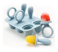 CLDY Mini moldes de silicona sin BPA para niños pequeños, 6 moldes de 17 ml con palos reutilizables, aptos para congelador y lavavajillas (-40 °C a 230 °C), aptos para alimentos para bebés (azul)
