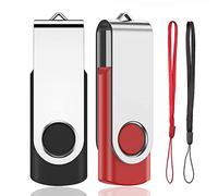 CLE USB 32GB - Memoria flash USB 2.0 (2 unidades, almacenamiento de memoria Stick para ordenador portátil/PC/coche (negro y rojo)
