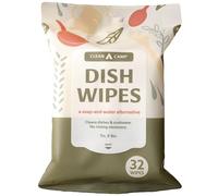 Clean Camp Dish Wipes™ | Toallitas de cocina biodegradables 100% naturales | 32 ct, paquete de 1 | Alternativa de jabón y agua probada en laboratorio