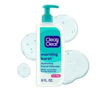 Clean & Clear Morning Burst Limpiador facial hidratante sin aceite con pepino y extracto de mango verde, suave lavado diario para todo tipo de piel, 8 onzas