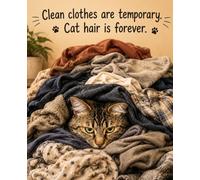 Clean Clothes Are Temporary Cat Themed Notebook For Cat Lovers, Funny Cat Journal, 110 Lined Pages, 7.5" x 9.25", Paperback: Cute Cat Notebook For ... Writing, Laundry Room Humor, Cat Mom Gift