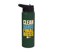 Clean Hands Final Boss Hygiene Humor Stainless Steel Insulated Water Bottle