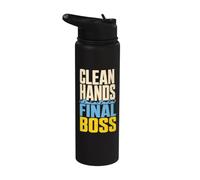 Clean Hands Final Boss Hygiene Humor Stainless Steel Insulated Water Bottle
