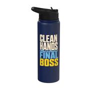 Clean Hands Final Boss Hygiene Humor Stainless Steel Insulated Water Bottle