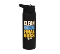 Clean Hands Final Boss Hygiene Humor Stainless Steel Insulated Water Bottle