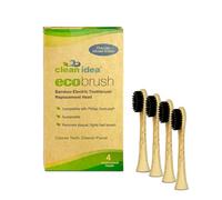 Clean Idea Cabezales de repuesto para cepillo de dientes eléctrico, 4 unidades, bambú con infusión de carbón, cabezales de cepillo de dientes eléctricos sostenibles sin BPA