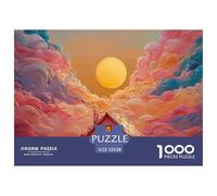 Clean Lines Pink House Illustration 1000 Pcs Cartón Rompecabezas Bold Color Urban Liberador De Estrés Juego Familiar Puzzle para Adultos Y Niños 52x38cm/1000pcs