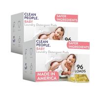 Clean People - Cápsulas de lavado de lavandería, a base de plantas, hipoalergénicas, ultra concentradas, sin plástico, embalaje reciclable, lucha contra las manchas, bebé (sin perfume), paquete de 192