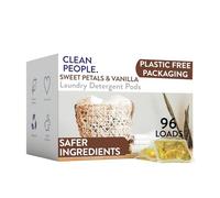 Clean People - Cápsulas de lavado para ropa sucia, a base de plantas, hipoalergénicas, ultra concentradas, sin plástico, embalaje reciclable, lucha contra las manchas, pétalos dulces, paquete de 96