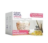 Clean People - Cápsulas de lavado para ropa sucia, embalaje reciclable, hipoalergénico, combate las manchas, ultra concentrado, jabón de lavandería, aroma de primavera, paquete de 96
