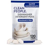 Clean People - Cápsulas para lavavajillas, corta la grasa y enjuaga con brillo, sin residuos, sin fosfatos, sin fragancia, paquete de 120
