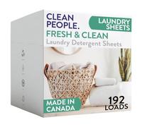 Clean People - Hojas de detergente para lavandería, embalaje reciclable, hipoalergénico, combate las manchas, ultra concentrado, jabón para lavandería, aroma fresco, paquete de 192