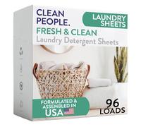 Clean People - Hojas de detergente para lavandería, embalaje reciclable, hipoalergénico, combate las manchas, ultra concentrado, jabón de lavandería, aroma fresco, paquete de 96