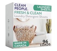 Clean People - Hojas de detergente para lavandería, embalaje reciclable, hipoalergénico, combate las manchas, ultra concentrado, jabón de lavandería, aroma fresco, paquete de 96