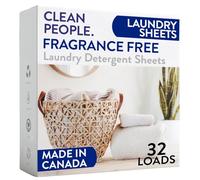 Clean People - Láminas de detergente para lavandería, embalaje reciclable, hipoalergénico, combate las manchas, ultra concentrado, jabón de lavandería, sin fragancia, paquete de 32