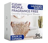 Clean People - Láminas de detergente para lavandería, embalaje reciclable, hipoalergénico, combate las manchas, ultra concentrado, jabón de lavandería, sin fragancia, paquete de 96