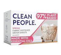 Clean People - Sábanas suavizantes de telas naturales, a base de plantas, respetuosas con el medio ambiente, suaviza y elimina naturalmente la adherencia estática, suavizante vegano con aceites esenciales, aroma de primavera, 2 paquetes de 80 unidades