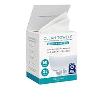 Clean Skin Club Clean Blemish Control Towels XL™, Toallas Faciales 100 % Biobasadas USDA, Desechables, Aprobadas por la Asociación del Eccema, Desmaquillantes Secas, Ultra Suaves (50 uds, 1 paquete)